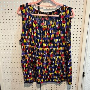 Jones Studio‎ Separates 2X Sleeveless Tank Top Colorful Abstract